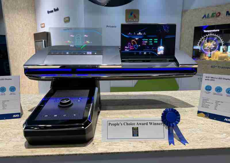 财神娱乐车用Micro LED Display HMI解决方案获”最佳车用显示奖”，，以用户为中心开发，，针对前座驾驶与乘客设计兼具娱乐与安全的高画质屏幕，，，，包含车舱前座的Micro LED透明屏幕及全球首款内建镜头的智慧Micro LED显示器