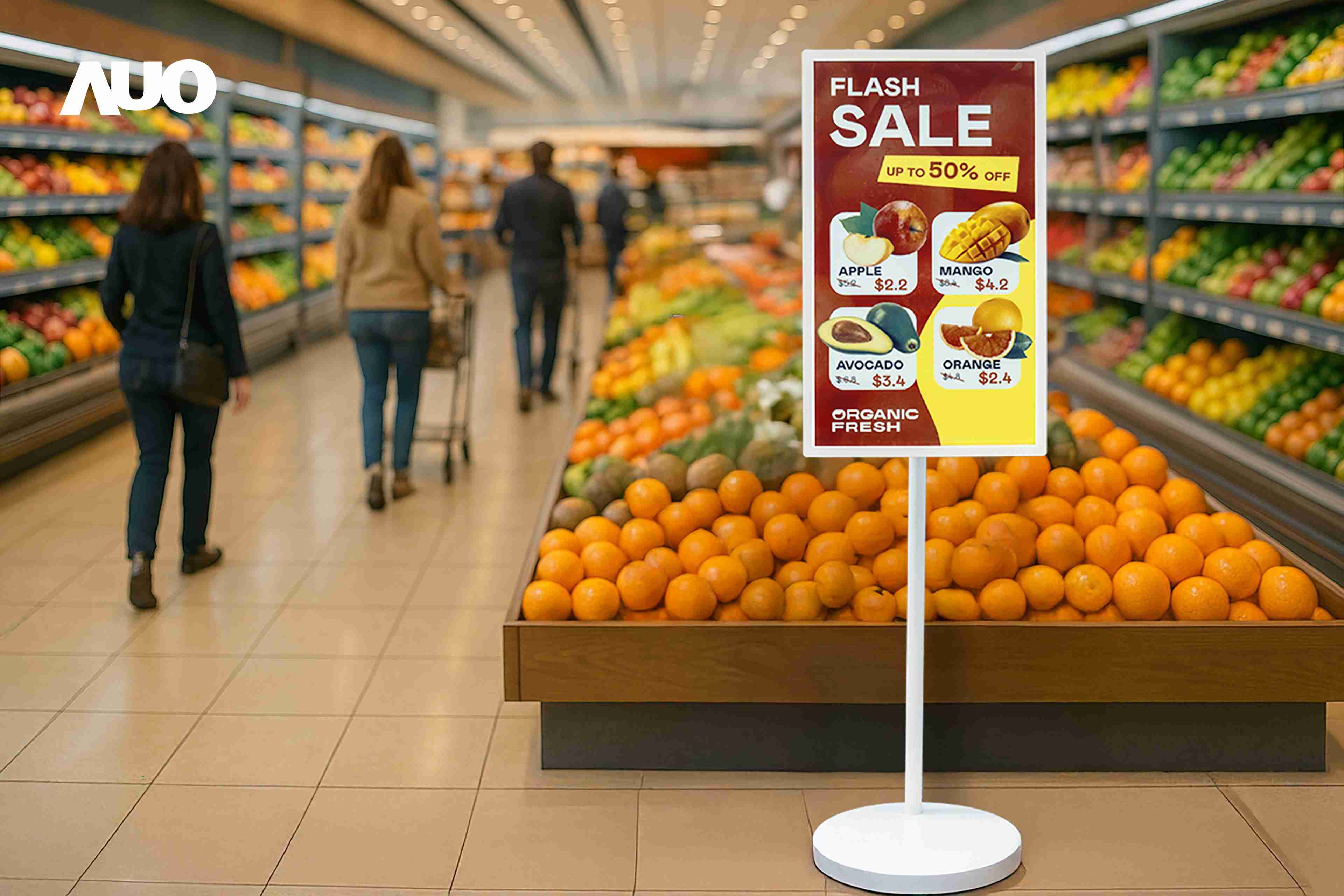 达擎首亮相低功耗、、、、全彩的〝aecoPost电子纸解决方案〞，，，，仅在更新画面时需要微量的电力驱动，，，无需布建电线的便捷设计，，，，使其可灵活应用、、随意置放，，并可透过云端或行动装置app，，轻松管理及排程广告内容，，，晋升店头营销利器。。。。